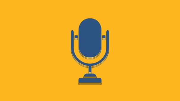 Blue Microphone icon isolated on orange background. On air radio mic microphone. Speaker sign. 4K Video motion graphic animation. - Filmmaterial, Video