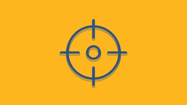 Blue Target sport icon isolated on orange background. Clean target with numbers for shooting range or shooting. 4K Video motion graphic animation. - Кадры, видео