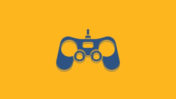 Blue Gamepad icon isolated on orange background. Game controller. 4K Video motion graphic animation. - Filmati, video