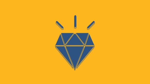 Dientes Blue Diamond icono aislado sobre fondo naranja. Animación gráfica de vídeo 4K. - Imágenes, Vídeo
