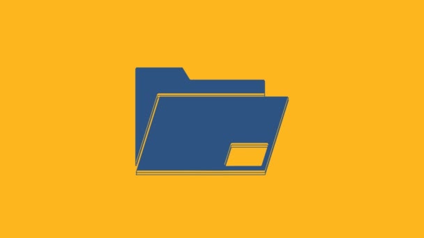 Icono de carpeta Documento azul aislado sobre fondo naranja. Símbolo de encuadernación contable. Dirección de contabilidad. Animación gráfica de vídeo 4K. - Imágenes, Vídeo