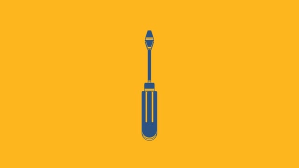 Icono del destornillador azul aislado sobre fondo naranja. Símbolo herramienta de servicio. Animación gráfica de vídeo 4K. - Imágenes, Vídeo