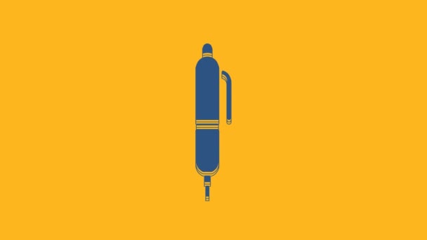 Blue Pen ikoni eristetty oranssi tausta. 4K Video motion graafinen animaatio. - Materiaali, video
