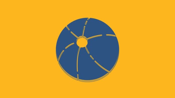 Blue Beach ball icon isolated on orange background. 4K Video motion graphic animation. - Felvétel, videó