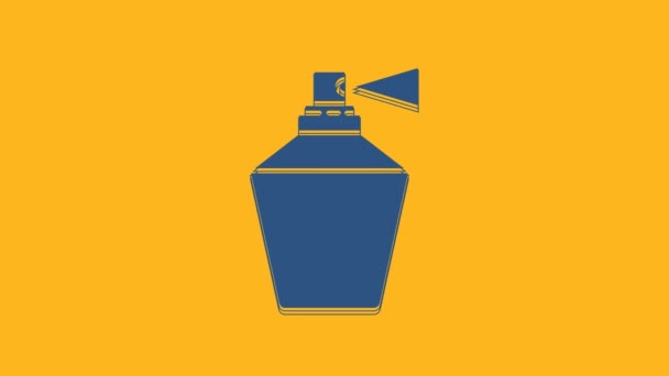 Niebieska ikona perfum odizolowana na pomarańczowym tle. 8 marca. Międzynarodowy Dzień Szczęśliwych Kobiet. 4K Animacja graficzna ruchu wideo. - Materiał filmowy, wideo