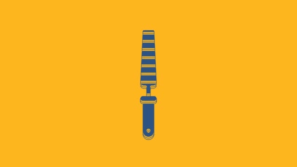 Blue Chisel tool for wood icon isolated on orange background. 4K Video motion graphic animation. - Footage, Video