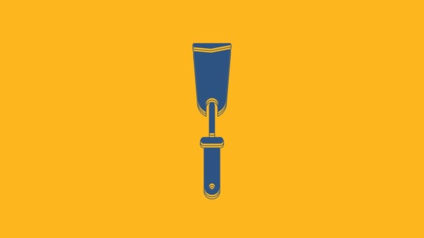 Kék Putty kés ikon elszigetelt narancs háttér. Spatula javító eszköz. Csiszoló- vagy festőműszerek. 4K Videó mozgás grafikus animáció. - Felvétel, videó