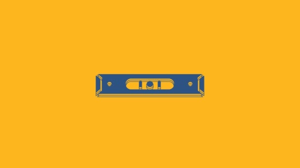 Blue Construction bubble level icon isolated on orange background. Waterpas, measuring instrument, measuring equipment. 4K Video motion graphic animation. - Video, Çekim