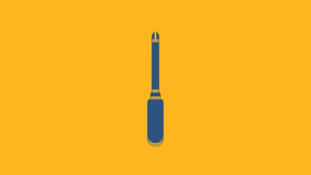 Blue Screwdriver icon isolated on orange background. Service tool symbol. 4K Video motion graphic animation. - Filmati, video