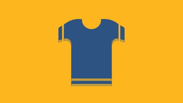 Blaues T-Shirt-Symbol auf orangefarbenem Hintergrund. 4K Video Motion Grafik Animation. - Filmmaterial, Video