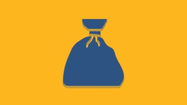 Blue Garbage bag icon isolated on orange background. 4K Video motion graphic animation. - Filmagem, Vídeo