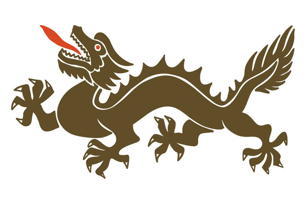Čínský zvěrokruh Zvířata Papercutting - porcelán dračí vektor ilustrace - Vektor, obrázek