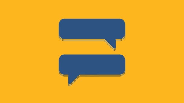 Blue Speech bubble chat icon isolated on orange background. Message icon. Communication or comment chat symbol. 4K Video motion graphic animation. - Metraje, vídeo