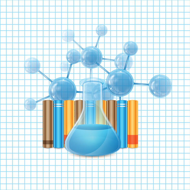 Tubo de ensayo y molécula y libros
 - Vector, imagen
