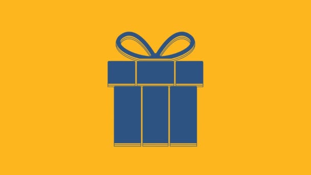 Синя коробка подарункової коробки ізольована на помаранчевому фоні. З днем народження. 4K Відео рух графічна анімація
. - Кадри, відео
