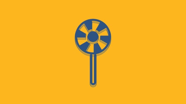 Blue Lollipop icon isolated on orange background. Candy sign. Food, delicious symbol. 4K Video motion graphic animation. - Felvétel, videó