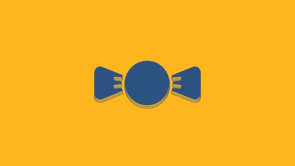 Blue Bow tie icon isolated on orange background. 4K Video motion graphic animation. - Footage, Video