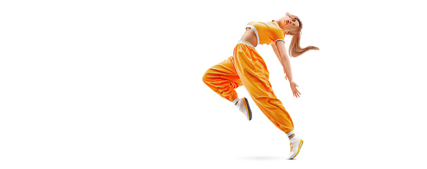 Realistisch silhouet van een jonge hiphop danseres, breake danseres geïsoleerd op witte achtergrond. 3d illustratie weergeven - Foto, afbeelding