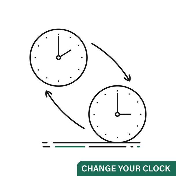 Change clock icon. Turning to winter or summer time. - Вектор,изображение