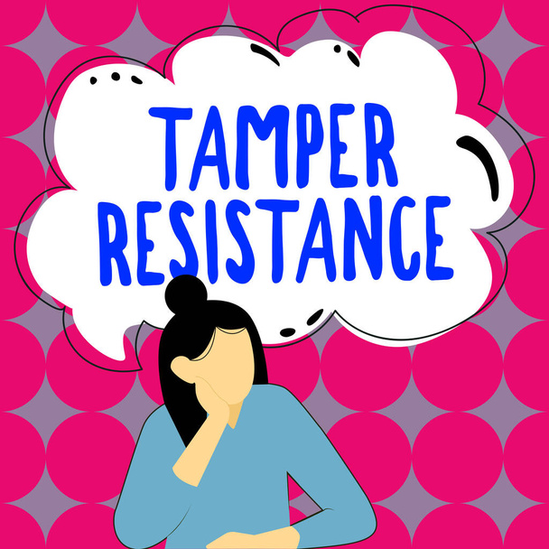 Texte manuscrit Tamper Resistance, Mot pour se taire contre les dommages physiques, menaces, intimidation ou persuasion corrompue - Photo, image