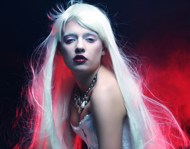 woman with magnificent white  hair - Photo, image
