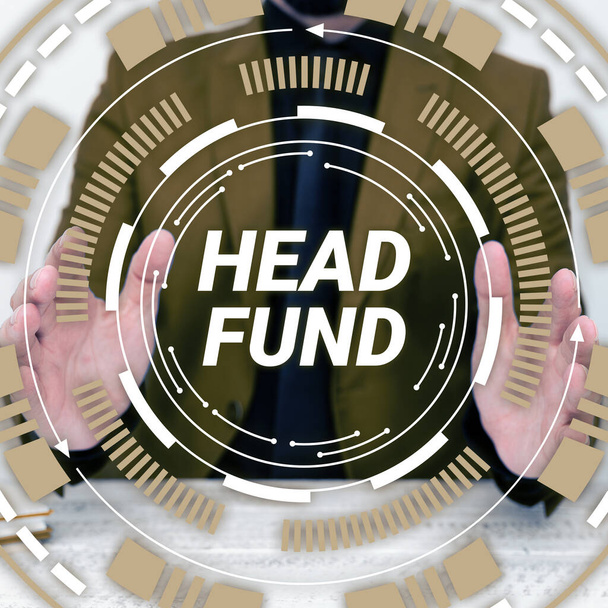 Szöveg felirat bemutatása Head Fund, Üzleti áttekintés összevonja tőke akkreditált befektetők vagy intézményi - Fotó, kép