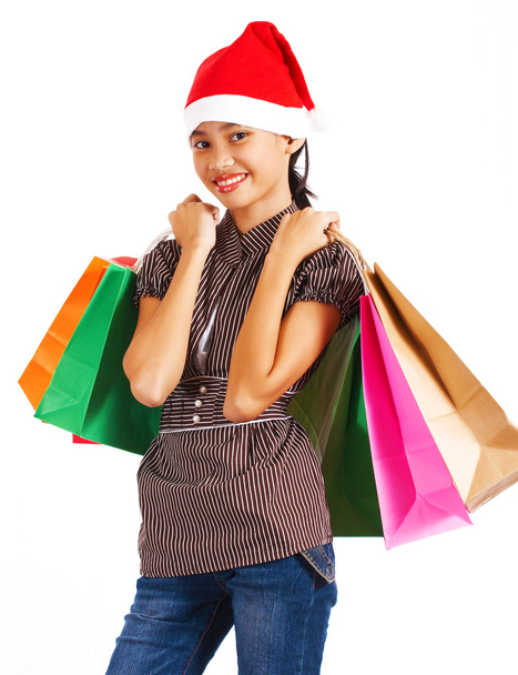 Navidad chica de vuelta de compras
 - Foto, Imagen
