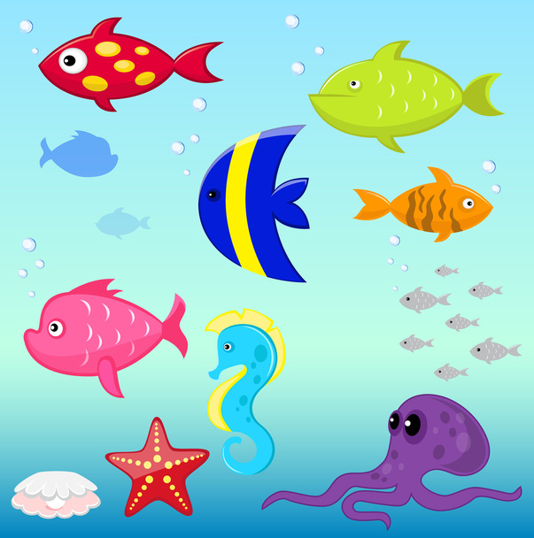Cartoon fishes vector set - Vector, Image