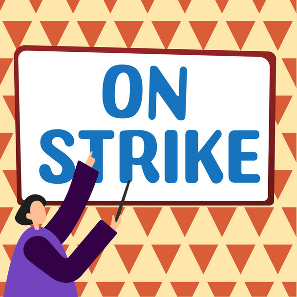 Teksti inspiraatiota On Strike, Internet Concept kieltäytyä jatkamasta työskentelyä, koska riita työnantajan - Valokuva, kuva