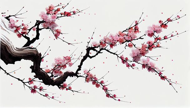 Ilustracja tła składająca się z gałęzi i liści w jasnych kolorach - Zdjęcie, obraz