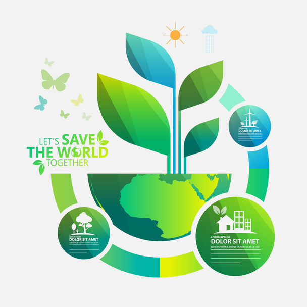 eco green ecologia icona vettore illustrazione grafica design - Vettoriali, immagini