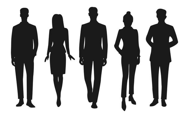 vector business man and woman silhouettes - Vettoriali, immagini