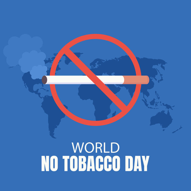 illustration vector graphic of prohibition sign on smoking producing cigarettes, showing world map background, perfect for international day, world no tobacco day, celebrate, greeting card, etc. - Vector, Image