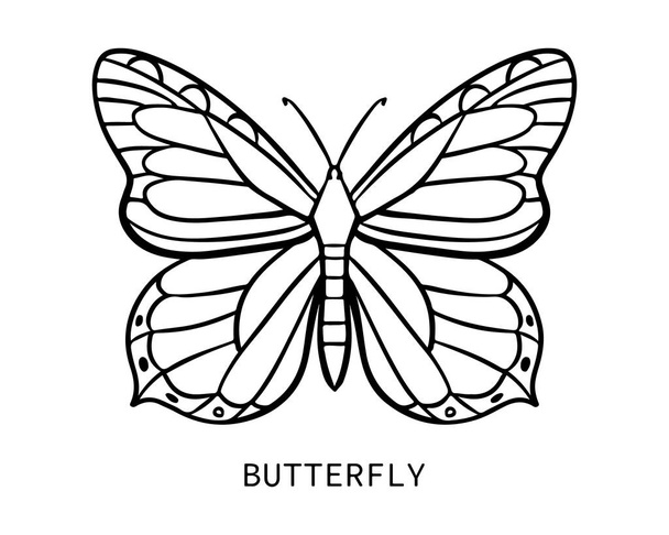Butterfly icon in doodle style. Hand drawn vector illustration. Isolated element on white background. Design element for patterns, cards, stickers - Vetor, Imagem