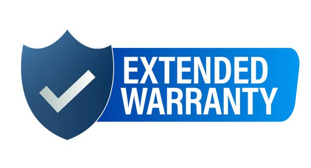ícone de vetor de garantia estendida com marca de carrapato, azul na cor - Vetor, Imagem