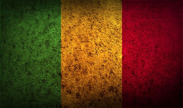 Régi textúra Mali zászlaja. - Vektor, kép