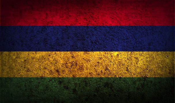 Vlag van Mauritius met oude textuur - Vector, afbeelding