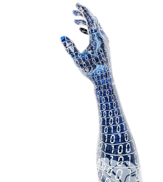 Concept d'intelligence artificielle avec un bras en code informatique - Photo, image