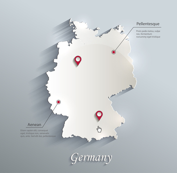 Alemania mapa azul blanco tarjeta de papel 3D vector
 - Vector, Imagen