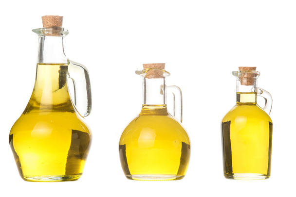 Extra virgin olive oil three glass jars isolated - Фото, зображення