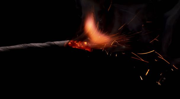 fire in dark. explosion black powder. - Photo, image