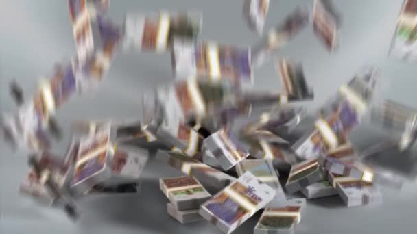 Billetes de Macedonia del Norte / Dinero macedonio / Denar / MKD / den Bundles Falling - Imágenes, Vídeo