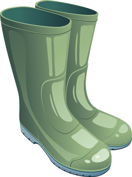 Green rubber boots - Vector, Image