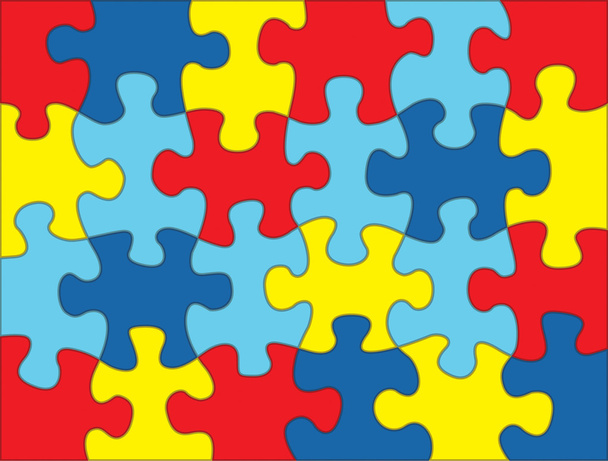 Otizm farkındalık renk arka plan illüstrasyon puzzle parçaları - Vektör, Görsel