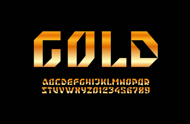Abstract hi tech gold techno alphabet golden font, for your future space design, vector illustration 10EPS - Vektor, kép
