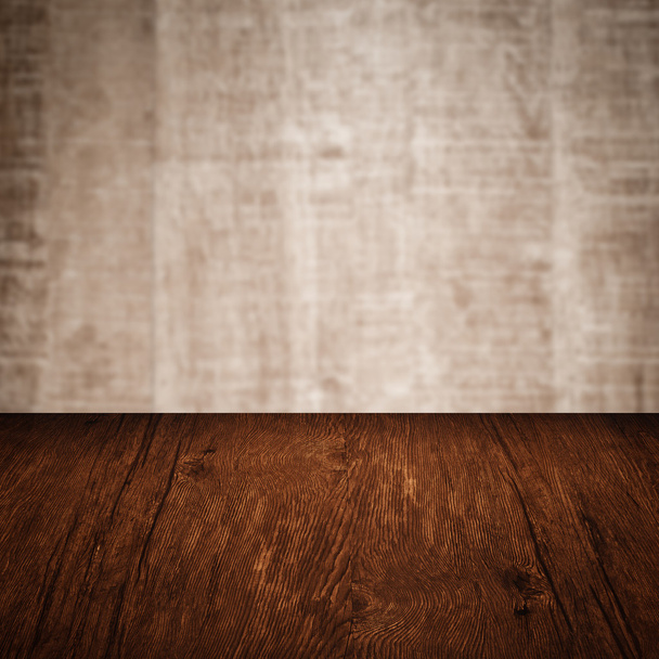 table with wooden wall - Фото, зображення