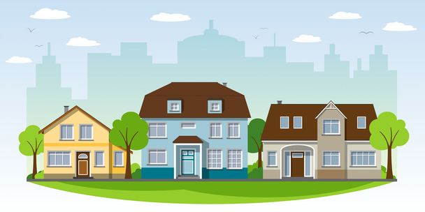 Beautiful houses in the suburbs - Vector, Image
