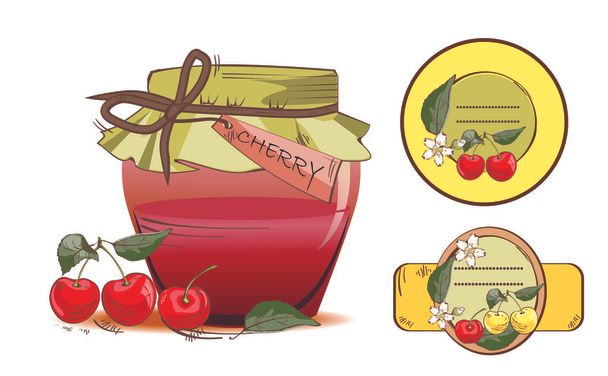 Sweet cherry jam - Vector, imagen