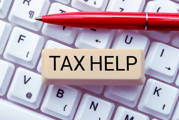 Handwriting text Tax Help, Business concept Assistance from the compulsory contribution to the state revenue - Foto, immagini