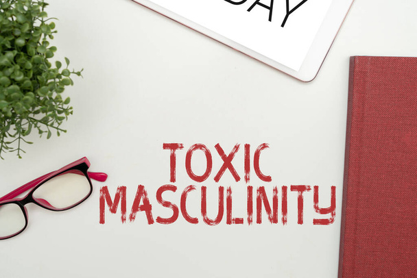 Κείμενο που δείχνει έμπνευση Toxic Masculinity, Επιχειρηματική έννοια περιγράφει στενό κατασταλτικό είδος των ιδεών σχετικά με το ρόλο του ανδρικού φύλου - Φωτογραφία, εικόνα